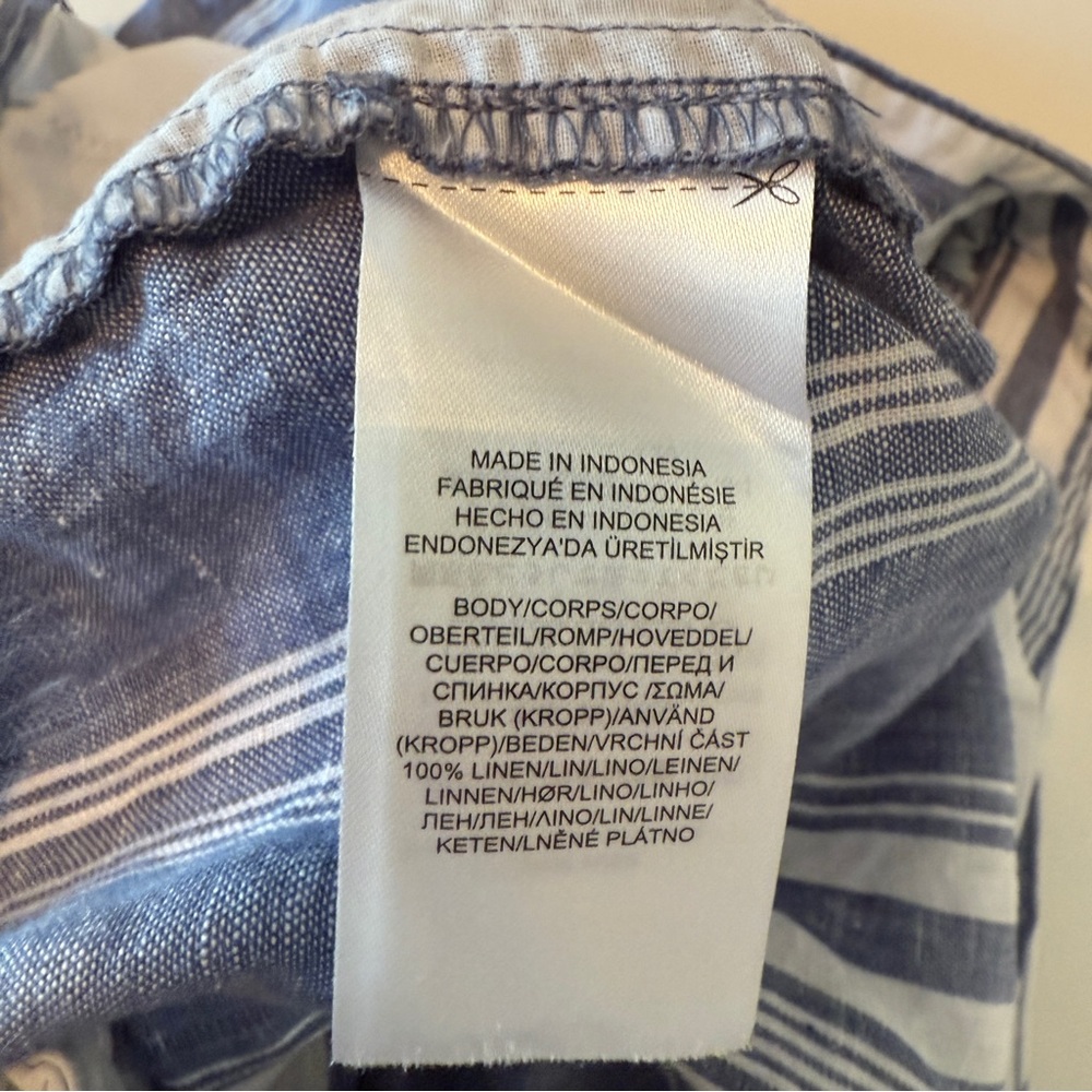 Lauren Ralph Lauren Women’s 16 Chino Style Shorts White Blue Chambray  Striped - Picture 4 of 7